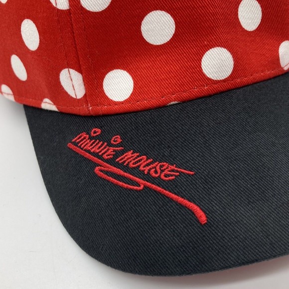 Walt Disney World Youth Size Minnie Mouse Ears Hat Black Red White Polka Dots - Picture 2 of 9